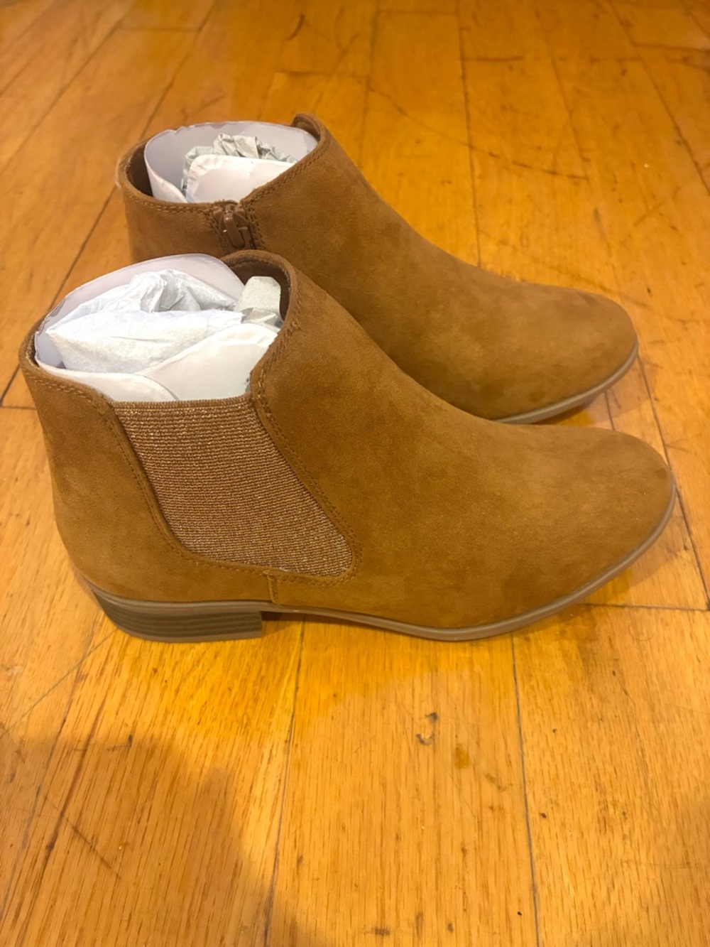 Girls Chelsea Ankle Boots in Chestnut Brown - MEMORY FOAM shoes with Zipper